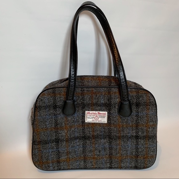 Harris Tweed Handbags - Harris Tweed plaid light gray square handbag